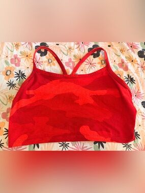 aerie Red Camo Seamless Bralette Tank - Red/Scarlet